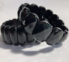 Set of 2 Black Lucite Stretch Bracelets Faceted / Solid QVC
