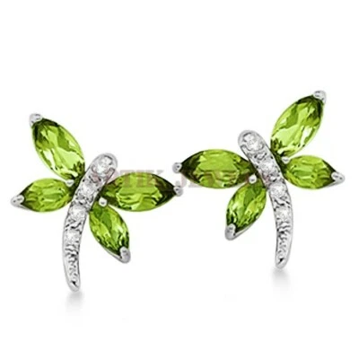 Natural Peridot Gemstone with 925 Sterling Silver Cufflink #2459 - Image 1 of 3
