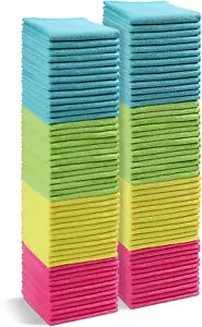 Panno di Pulizia in Microfibra,Confezione da 100 Stracci di Pulizia,Asciugamani di Pulizia con 4 Colori Asso - Foto 1 di 12