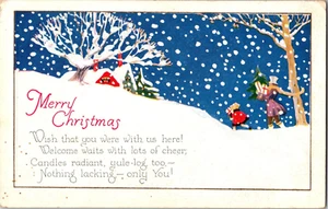 Early 1900's Embossed Merry Christmas Postcard with Winter Scene - Picture 1 of 2
