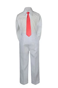 Toddler Kid Boys Teens Wedding Formal 3pc Set Shirt White Pants Tie Suit 4T-20 - Picture 1 of 26