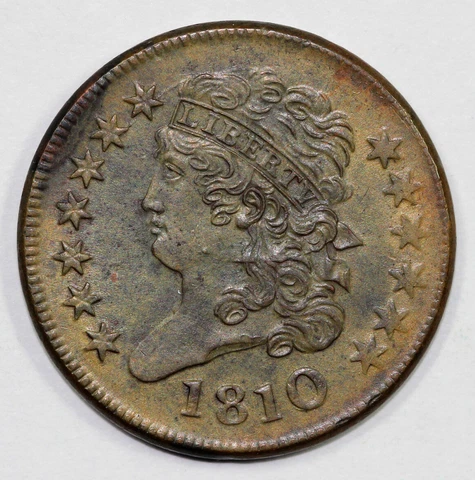 1810 1/2c C-1 Classic Head Half Cent With Anacs Tag Cover
