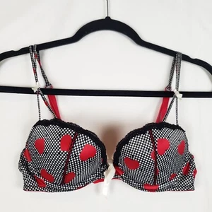 Victorias Secret Sexy Little Things Bra 34B Black Polka Dot Padded Push Up - Picture 1 of 11