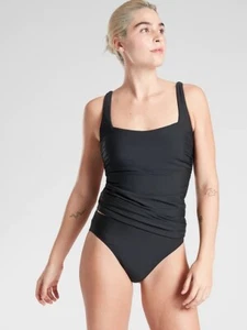 Sujetador de cuello cuadrado ATLETA copa tankini top, nuevo con etiquetas, 38 b/c, negro, natación/tren X - Imagen 1 de 6