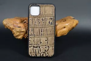 FUNDA FUNDA I PHONE AUTÉNTICO COCODRILO NUBUK MARRÓN CORCHO HECHA A MANO ESPAÑA MA CUERO - Imagen 1 de 5