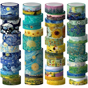 Van Gogh Washi Tape Set, 36 Rolls Vintage Watercolor Masking Tapes with Gold Foi - Picture 1 of 12
