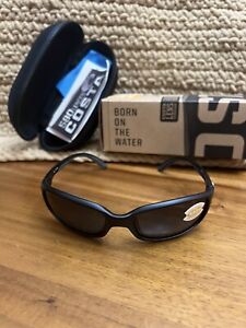 COSTA DEL MAR matte black/black mirror BRINE polarized 580G sunglasses NEW!