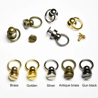 Button Stud Nail Chicago Screw Back with Jump Ring Round Ball Head 5 Color - Image 1 of 2