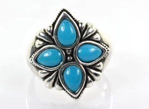 Relios Carolyn Pollack Turquoise Ring in Sterling Silver Size 8 - Picture 1 of 5