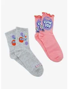 Charms Blow Pop Crew Socks 2 Pair NEW /w Tags 4-10 Hight Point Designs - Picture 1 of 4