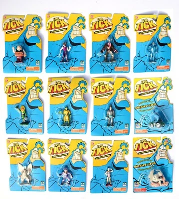 ∞ 10 复古 THE TICK 小玩偶和 2 发条 BAN DAI 玩具全新完好 90 年代 ∞ — 第 1/4 张图片