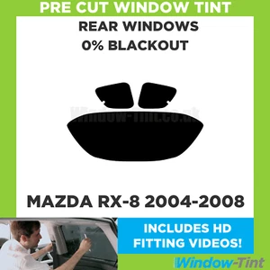 For Mazda RX-8 2004-2008 Pre Cut Window Tint Rear 0% Blackout Film - Picture 1 of 10