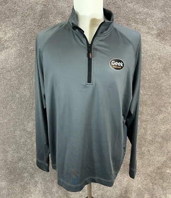 Geek Squad Sweater Men XL Gray 1/4 Zip Pullover Sweatshirt Cutter & Buck Stretch - Image 1 of 4