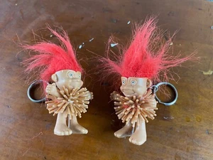 Par de llaveros vintage Russ Lucky Troll - muñeca troll de 2" nuevo stock antiguo - Imagen 1 de 1