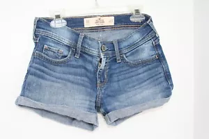 PANTALONES CORTOS DE MEZCLILLA HOLLISTER CORTOS CORTOS DE BAJA ALTURA PUÑO ENROLLADO W23 USADO EN EXCELENTE ESTADO - Imagen 1 de 2