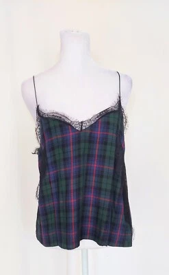 Коллекция Zara Trafaluc Размер Средний Cami Разноцветная Клетчатая Черная Кружевная Отделка - Изображение 1 из 4