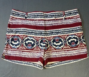 Loft Ann Taylor Riviera Shorts Burgundy Floral Mid Rise Pockets Women's Sz 6 - Picture 1 of 9