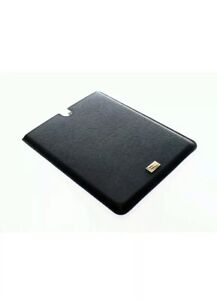 NEW $300 DOLCE & GABBANA Tablet eBook Case Cover Black Leather Gold Logo iPad