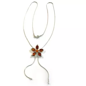 Bella Collana Designer Miele Argento Sterling 925 Ambra Baltica 17 pollici - Foto 1 di 4
