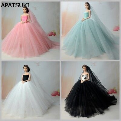 Handmade Gown Clothes +Veil Wedding Dress  For 11.5  Doll 1:6 Doll Accessories • 4.63$