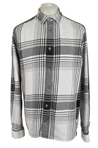 RIVER ISLAND White long Sleeve Shirt size L Mens 100% Cotton Checked Outdoors - Picture 1 of 4