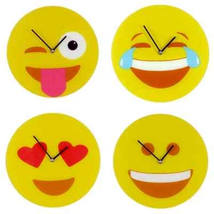 EMOJI EMOTICON EMOTIWORLD GLASS WALL CLOCK.CHOOSE FROM 4 DESIGNS. - Picture 1 of 5