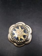Vintage Metal Scarf Clip/Ring Ft. Real Flower Edelweiss