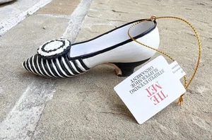 Nuevo con etiquetas Zapatilla de Noche The Met Adorno Zapato Rayas Negro Blanco Navidad 2009 - Imagen 1 de 7