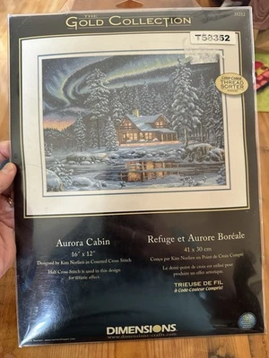 Dimensions Gold Collection Counted Cross Stitch Kit Aurora Cabin 2011 NEW sealed - Image 1 of 2