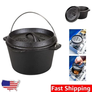 Versatile 1 Qt Cast Iron Dutch Oven - Non-Stick & Dishwasher Safe Cooking - Picture 1 of 10