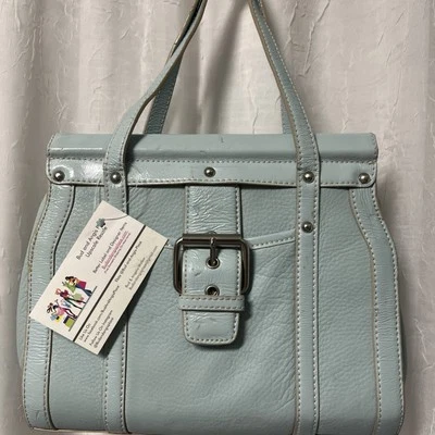 Maxximum Light blue Patent Leather Satchel Handbag - Image 1 of 4
