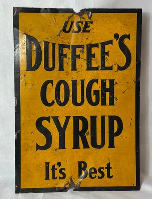 Antique Duffee’s Cough Syrup Tin Embossed Sign It's Best - Image 1 of 4