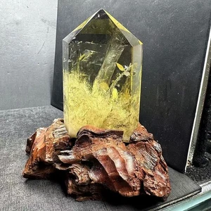Varita de punta de obelisco de piedra áspera cristal de cuarzo citrino natural superior 420 g curación - Imagen 1 de 9