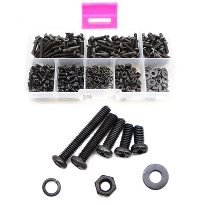 binifiMux 500pcs M3 Pan Head Phillips Machine Screws Nuts Washers Assortment