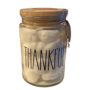 Rae Dunn NEU Thankful Glas mit Wattebällchen - Bild 1 von 2