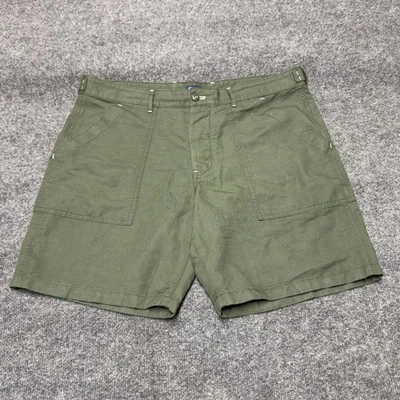Pantalones Cortos J Crew Hombres 36 8" Verde Mezcla de Lino Pantalones Cortos de Campamento AY197 OG 107 Militar Foto 1 de 4