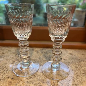 4 kleine Vintage Kristall Cordial Aperitif Gläser unbeschriftet, 4,25" hoch - Bild 1 von 13