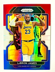 Tarjeta Prizm 2021-22 Panini Prizm LeBron James ROJA BLANCA AZUL #91 ¡Estrella de los Lakers! - Imagen 1 de 3