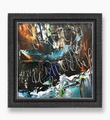 Pintura abstracta inspirada en ecuaciones arte enmarcado regalo perfecto para matemáticos Foto 1 de 4