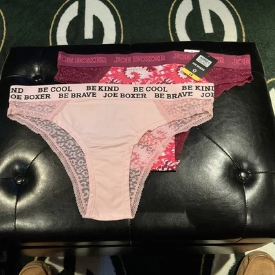 Joe Boxer Tanga Panties 2x Nylon Spandex Lace Two-Pack - Image 1 of 2