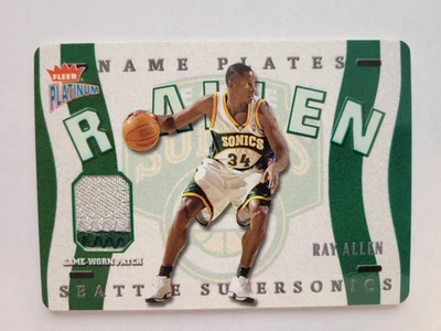 Ray Allen 2002-03 Fleer Platinum #N-RA Nameplates /400 Game Worn Patch Sonics - Image 1 of 4