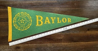 Vintage 1950’s Baylor Bears Waco Texas University Pennant 29” Football - Image 1 of 4