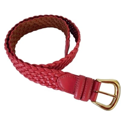 Cinturón Talbots Mujer Cuero Genuino Trenzado Coral Medio Rosa Foto 1 de 4