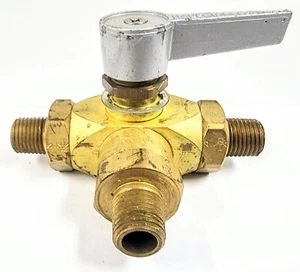 IMPERIAL BRASS BALL VALVE 3-WAY 1/4" MNPT - Picture 1 of 7