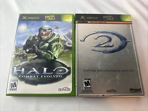 Halo 1 + 2 Steelbook Collectors Edition Original Xbox 2 Game Lot - Picture 1 of 9