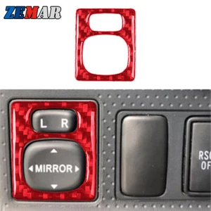 Red Carbon Fiber Rearview Mirror Button Cover Trim For Toyota FJ Cruiser 2007-14 - Imagen 1 de 11