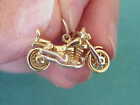 VINTAGE 14K SOLID WHITE & YELLOW GOLD 3-D CUSTOM MOTORCYCLE PENDANT
