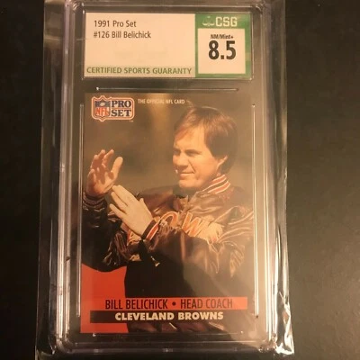 Juego profesional Bill Belichick Cleveland Browns 1991 novato #126 CSG 8,5 casi nuevo/como nuevo+ Foto 1 de 4