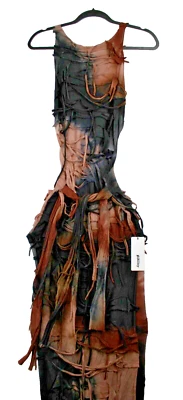 Nuevo con etiquetas Vestido Kollyy Envejecido Espalda Abierta y Lateral Marrón/Negro Talla L Grande Foto 1 de 4