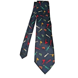 Maria Callas Mens Silk Multicolored Frog Print Tie Italy EUC - Picture 1 of 7